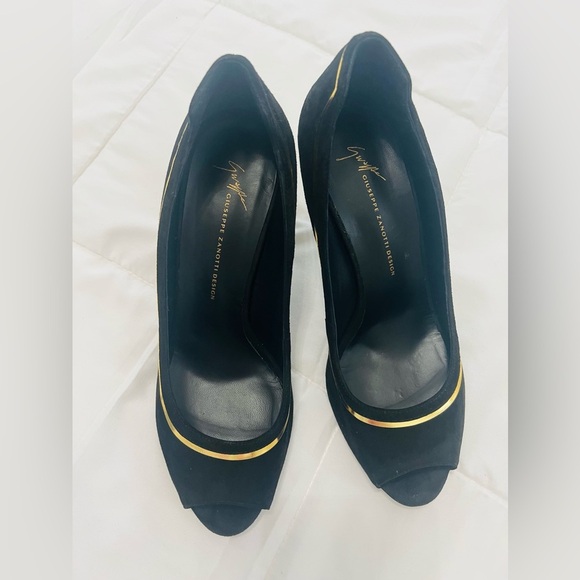 Giuseppe Zanotti Designer Womens Open Toe Pumps With Gold Accent Size US 10/IT40 - Picture 4 of 9